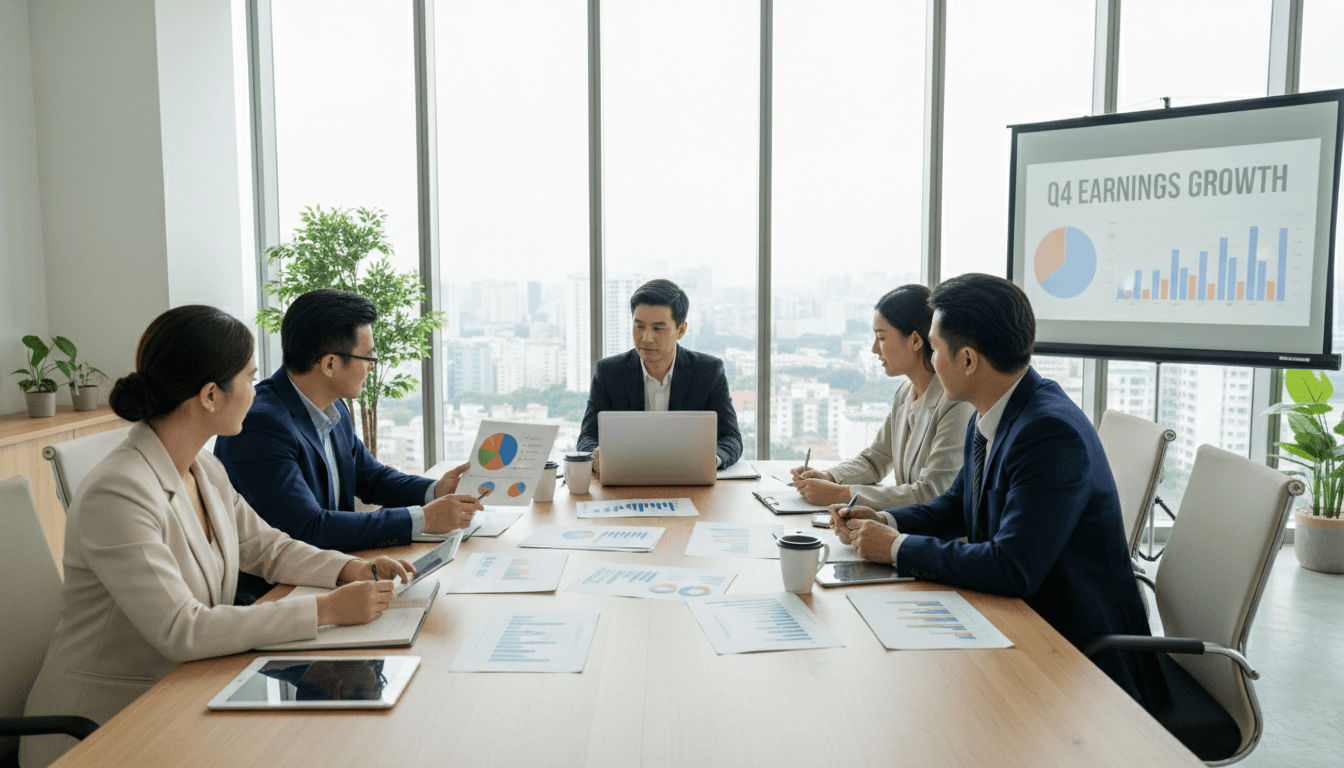 Professional financial advisor meeting with clients in a modern office environment