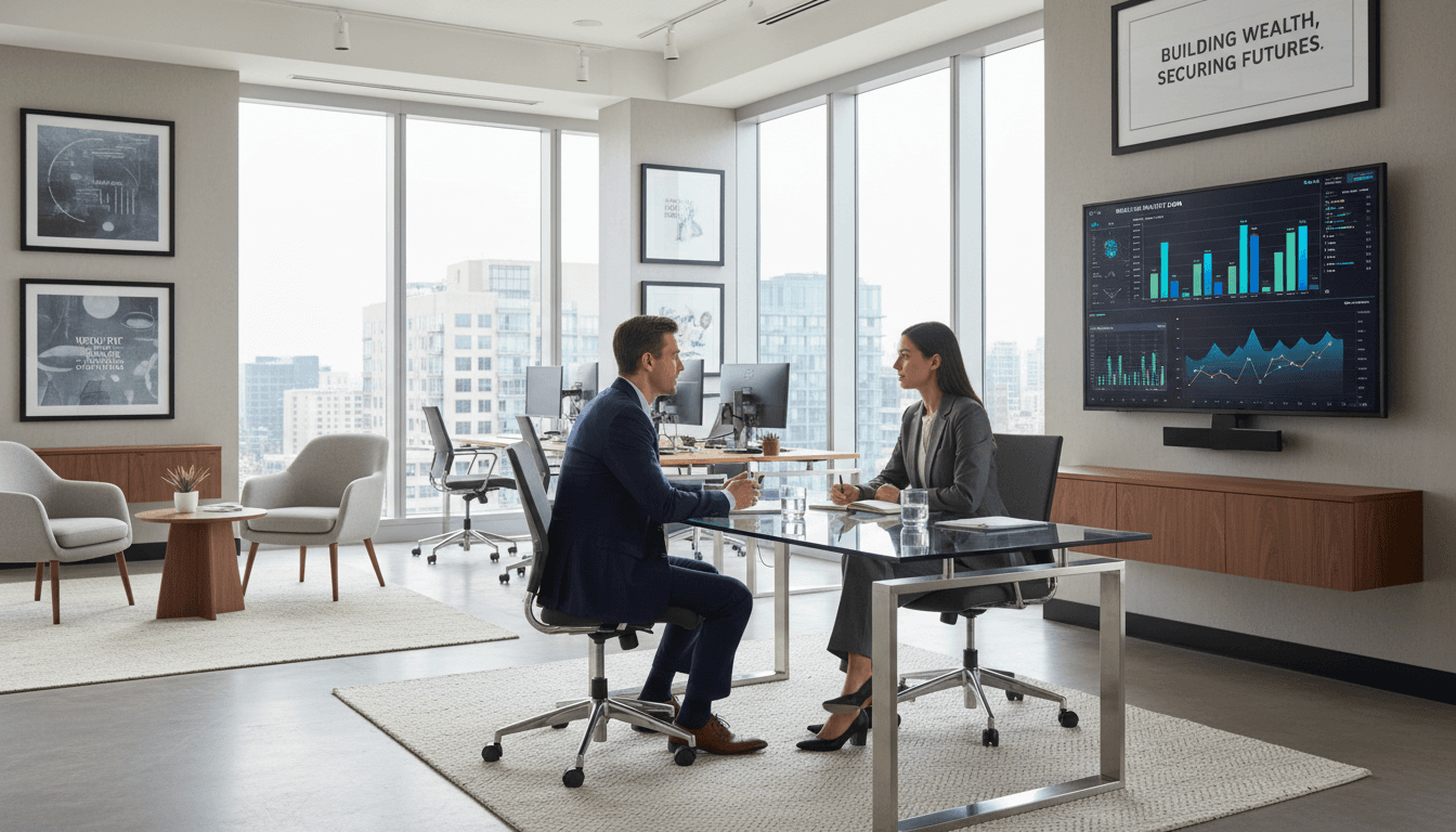 Family consulting with financial advisor
